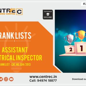 ASSISTANT ELECTRICAL INSPECTOR – RANK LIST – Cat. No. 504/2013