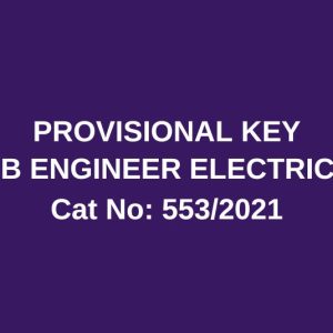 SUB ENGINEER -ELECTRICAL PROVISIONAL ANSWER KEY