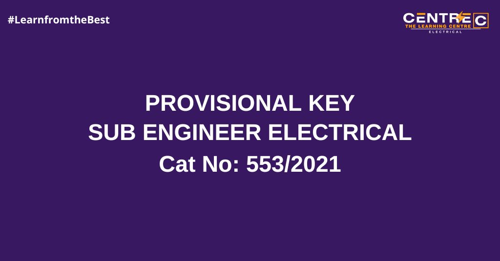 SUB ENGINEER - ELECTRICAL PROVISIONAL ANSWER KEY