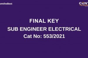 SUB ENGINEER - ELECTRICAL FINAL ANSWER KEY