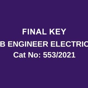 SUB ENGINEER – ELECTRICAL FINAL ANSWER KEY