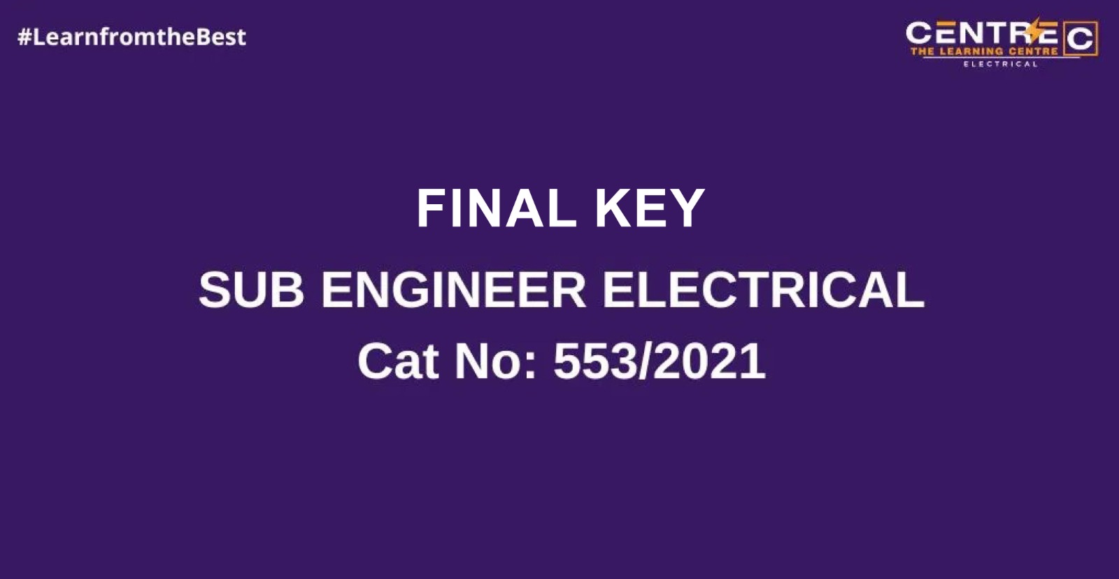 SUB ENGINEER - ELECTRICAL FINAL ANSWER KEY