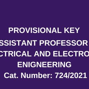 ASSISTANT PROFESSOR IN ELECTRICAL AND ELECTRONICS ENIGNEERING PROVISIONAL ANSWER KEY